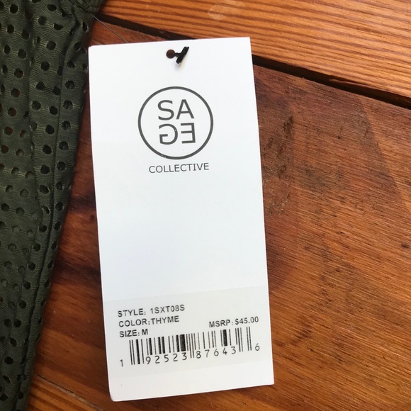 Sage Collective Thyme Mesh Top, NWT, M - Picture 6 of 12